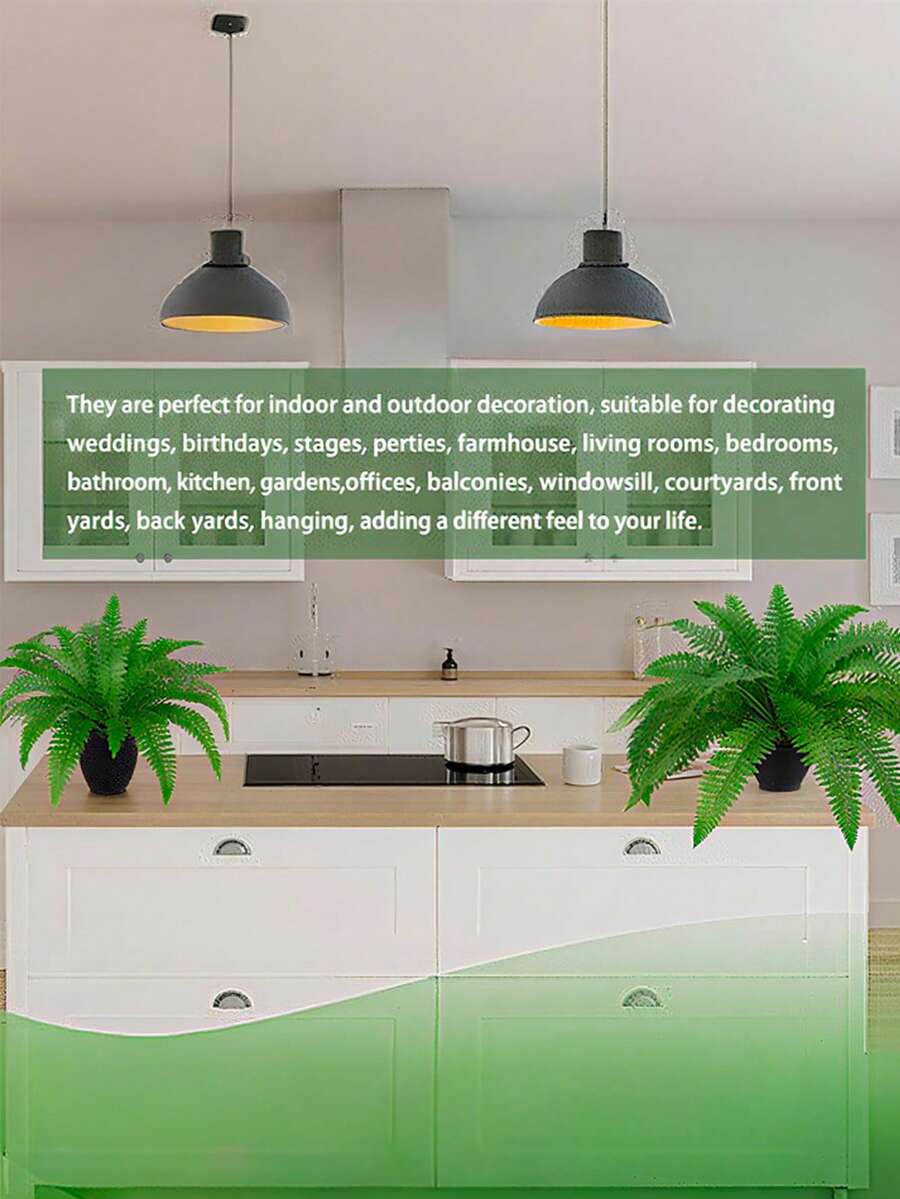 1pc/2pcs Branch Artificial Fern, 21 Inch Artificial Boston Fern, Artificial Green Plant, Long-Term Storage, Suitable For Home, Office, Yard, Garden Indoor And Outdoor Decoration 1 Pack, Home Decor