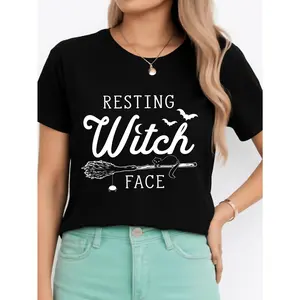 Resting Witch Face T Shirt Black Halloween Costume Personalized Unisex Women Top All Season Comfortable Breathable Short Sleeve Tee Suitable For Any Outfit Made In Usa