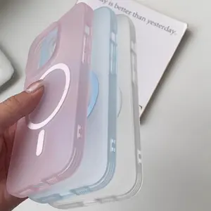 Phone case Suitable for iPhone 17 16 15 14 13 12 pro max plus Matte Wireless Charge Phone Case Magnetic Transparent Shockproof Cover