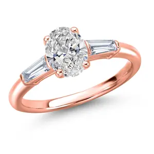 Gem Stone King 18K Rose Gold Plated Silver IGI Certified Lab Grown Diamond Engagement Ring For Women | 1.30 Cttw | Center 1 Ct Oval Cut | D-E Color | VS1-VS2 Clarity
