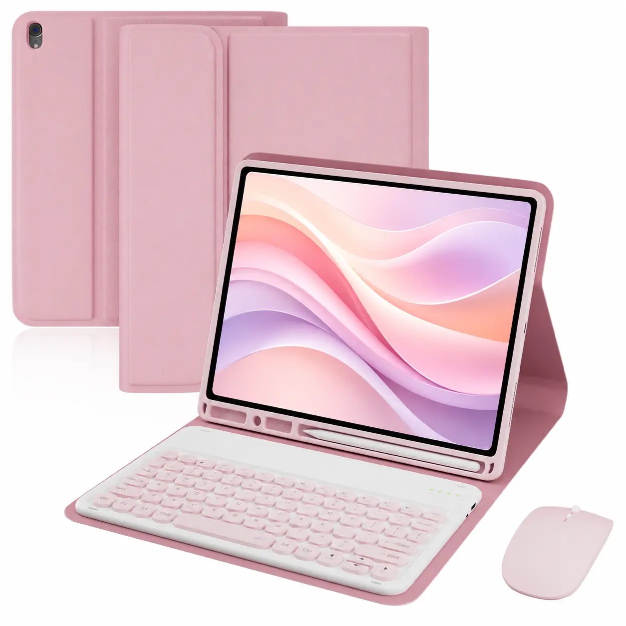 Rechargeable Wireless Tablet Keyboard Case with Mouse For iPad (A16) 11th Gen&10th Gen, Pencil Holder & USB Cable, Bluetooth iPad Keyboards