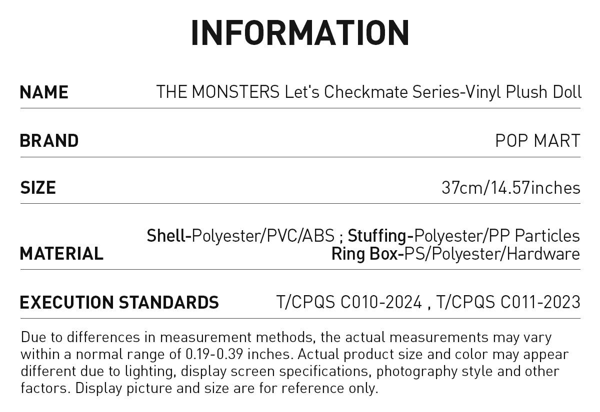 POP MART THE MONSTERS Let's Checkmate Series-Vinyl Plush Doll