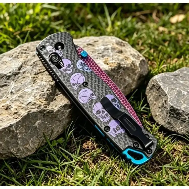 535 Outdoor Utility EDC Folding Knife| 3D Skull Handle, Color-Shifting Purple Titanium Finish, Portable Camping & Everyday Toolble outdoor camping tool set Edc Survival Equipment Edc Gear