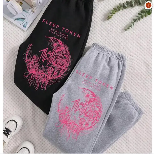 Sleep Token Those Eyes Like Fire Pink Sweatpants, Sweatpants For Sleep Token Tour, Cool Design Sweatpants, Metal Music Sweatpants, ST Merch