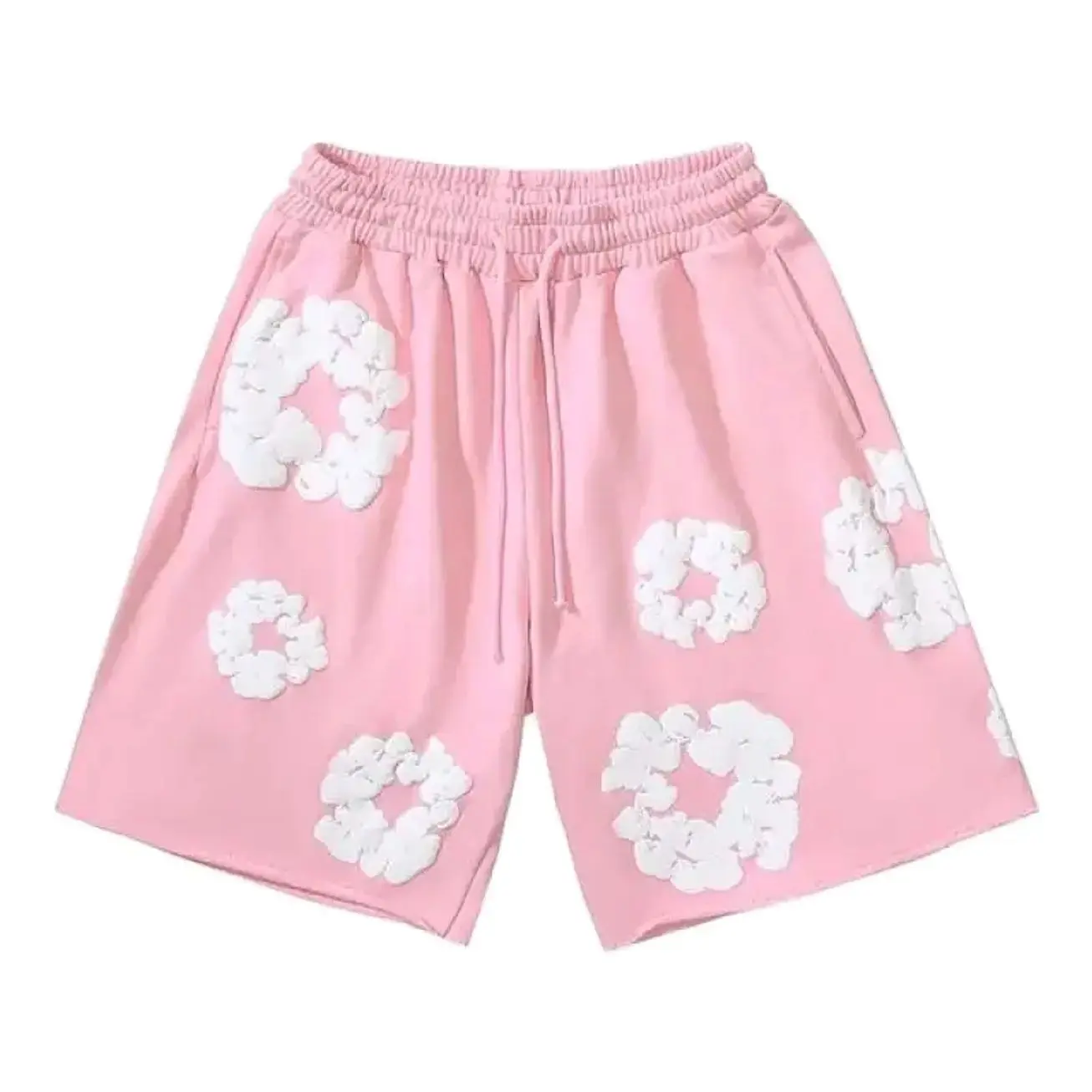 Denim 2026 New Unisex Floral Print Shorts – Casual, Workout, Athletic 5-Point Shorts, Y2K Street Fashion for Women & Men, Summer Holiday Gift Breathable Elastic