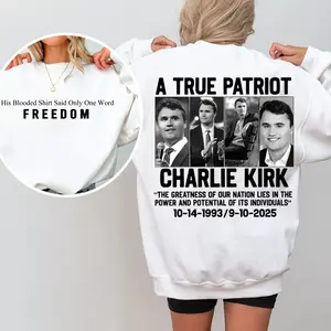 [ UNISEX SHIRT ] Justice for Charlie Kirk Shirt, Prayers Up for Charlie Shirt, Human Rights Shirt, Justice Shirt, His Blooded Shirt Said One Word Freedom  - Trending - TShirt, Sweatshirt