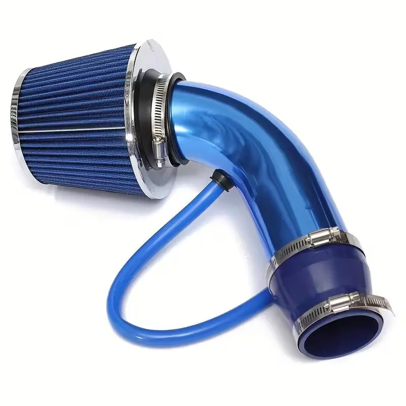 High-Flow Cold Air Intake System - 3-in (76mm) Aluminum High-Performance Air Filter Kit, Power Flow Hose Assembly, Turbo Filter for Automotive Standard Compression Straight Pipe