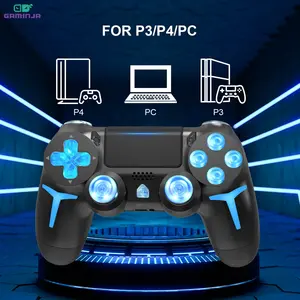 GAMINJA Wireless Controller for P4, RGB Adjustable Lights, Ergonomic Buttons, Dual Motor Vibration, Long Battery Life, Best Gaming Experience
