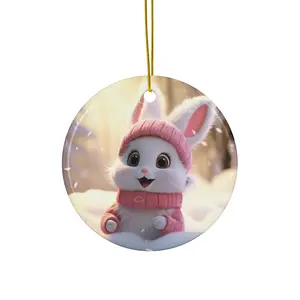 Christmas Bunny Ceramic Ornament