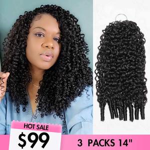 QVR Burmese Curly Crochet Hair Twist Natural Black Machine Made Feather Crochet Human Hair Extension 14-24 Inches 100% Human Hair#Summervibes