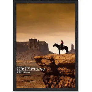 A plus MAX 12X17 Picture Frame, Black Engineered Wood Frame for 12 X 17 Inch Picture Poster Photo, Light Weight 12 by 17 Frame with Wood-Grain for Wall - 1 Pack/Black/12 X17 A PLUS MAX