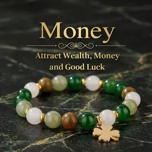 Lucky Money Attraction Bracelet with Green Aventurine & Agate Beads, Wealth Prosperity Bracelet, Elegant Stretch Beaded Jewelry Gift for Women, Summerwins, FathersDayGift summerwins
