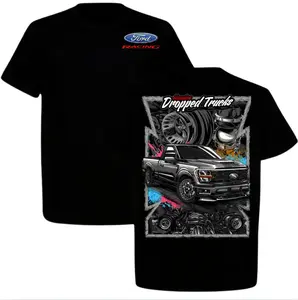 Ford Racing T-shirt, Dropped Trucks Graphic Tee, Single Cab F150 Turbo Design, Men's Streetwear Top, Black Cotton Shirt, Car Enthusiast Gift, Lowered Pickup