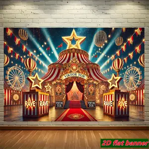 2D Flat, 2D Flat Banner 1pc, Classic Circus Decor, Holiday-themed Banners, Durable Photographic Hanging Cloth, Suitable for Event Decorations at Family Gatherings, Birthday Parties, Etc. (no Electricity Required), 2D Flat