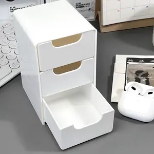 Three-Tier Drawer Storage Box, Small Desktop Organizer for Cosmetics Jewelry Office Supplies, Multi-Functional Decorative Container