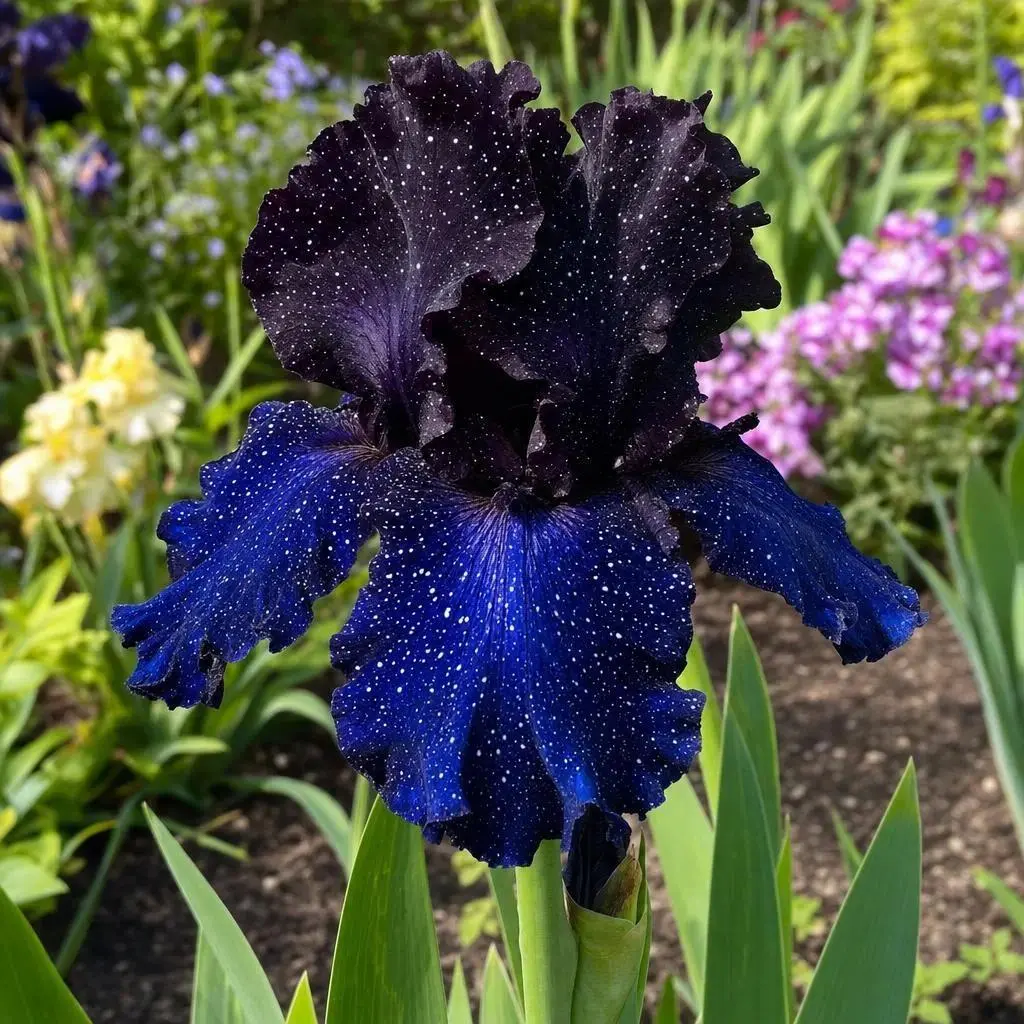 Galaxy Night Blue Iris Seeds - 100 Seeds, Rare Speckled Petals, Hardy Perennial, All Seasons Bloom, Full Sun Tolerant, for Cottage Gardens, Garden Borders, Fill Gaps