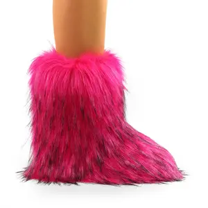 GOGO-1 FUCHSIA SLIP ON FUR BOOTS