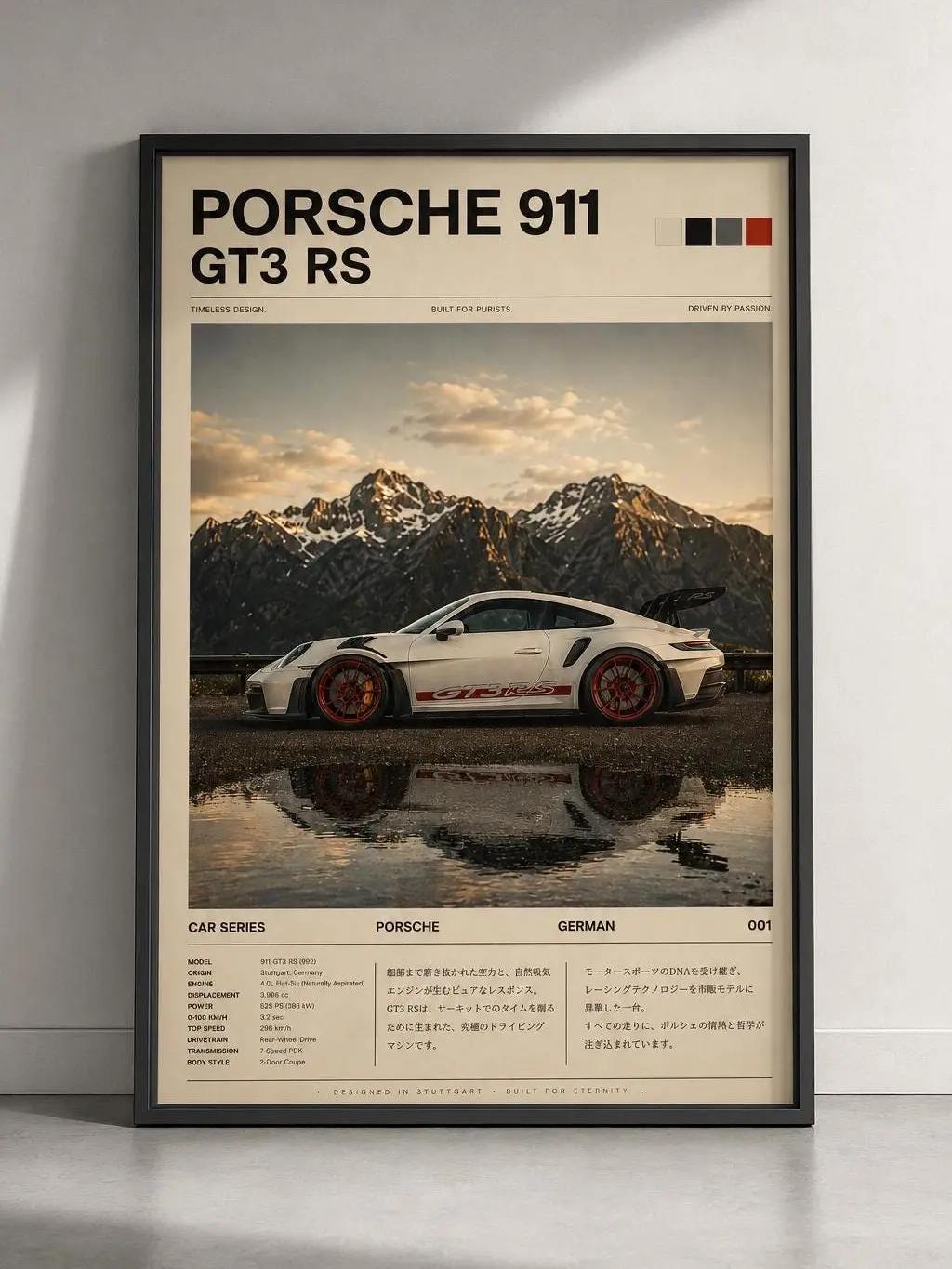 Porsche 911 GT3 RS Poster, Porsche Wall Art, GT3 RS Print, Product without frame