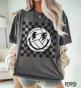 Comfort Colors Retro Volleyball Shirt, Volleyball Game Day Shirt, Checkered Volleyball Tee, Volleyball Player Tee, Volleyball Mom Gift