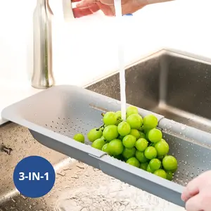 Over the Sink Adjustable Strainer 3-in-1 Rinse Drain Dry Kitchen Tool