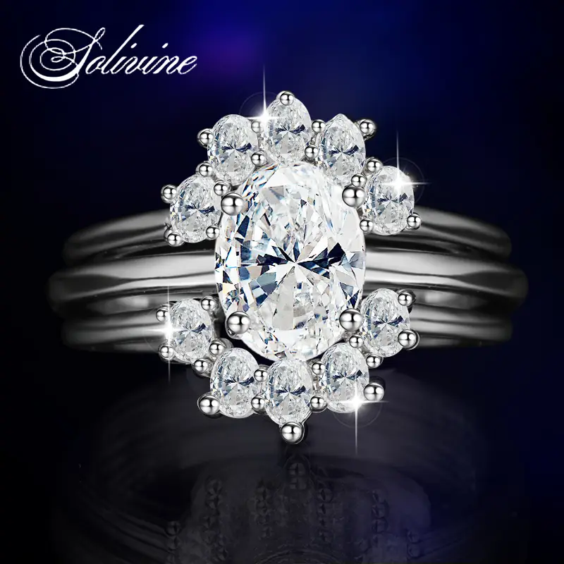 SOLIVINE Ring Set for Women – Elegant Stacking Engagement & Wedding Ring, Dainty Fashion Jewelry Gift for Her