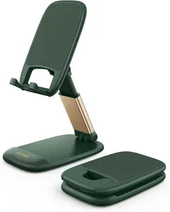 Lamicall Silicone Adjustable Durable Portable Foldable Metal Mobile Phone Holder with Protection, Green iPhone Desk Accessory, Office Desktop Must-Have Gift