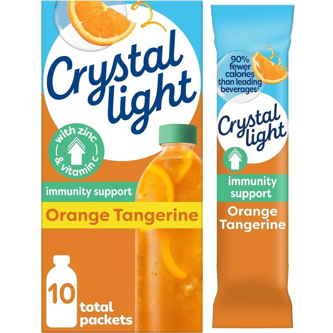 Crystal Light Immunity Support Orange Tangerine natural flavor with other natural flavor Powdered Drink Mix, .07 oz Packets, 10 per Box