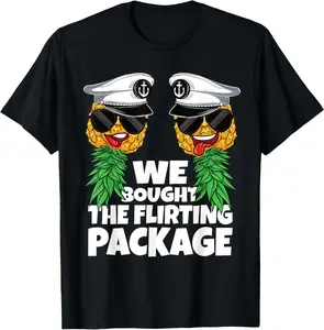 Flirting Package Cruise Upside Down Pineapple Swinger Couple T-Shirt Cotton Fabric