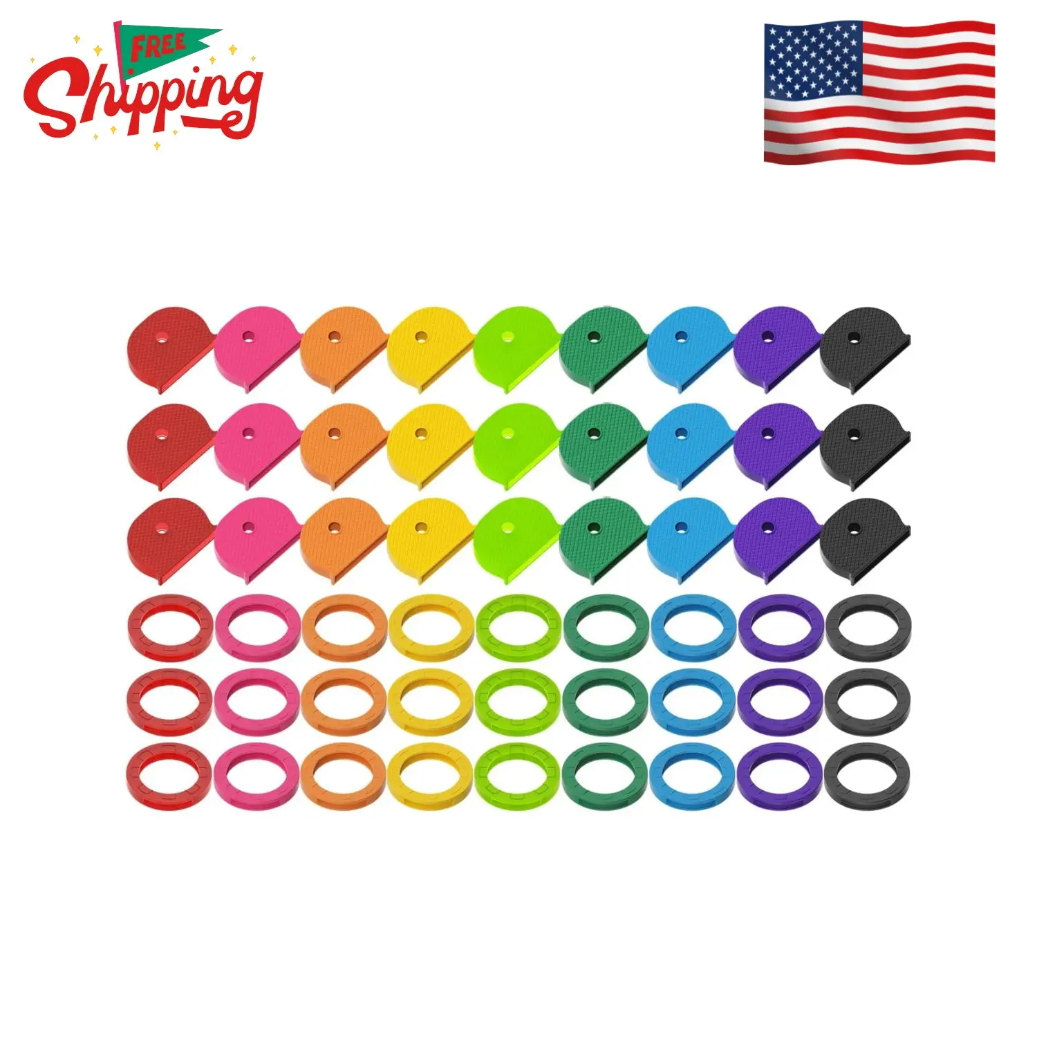 54PCS Key Caps Covers Tags, Plastic Key Color Identifiers