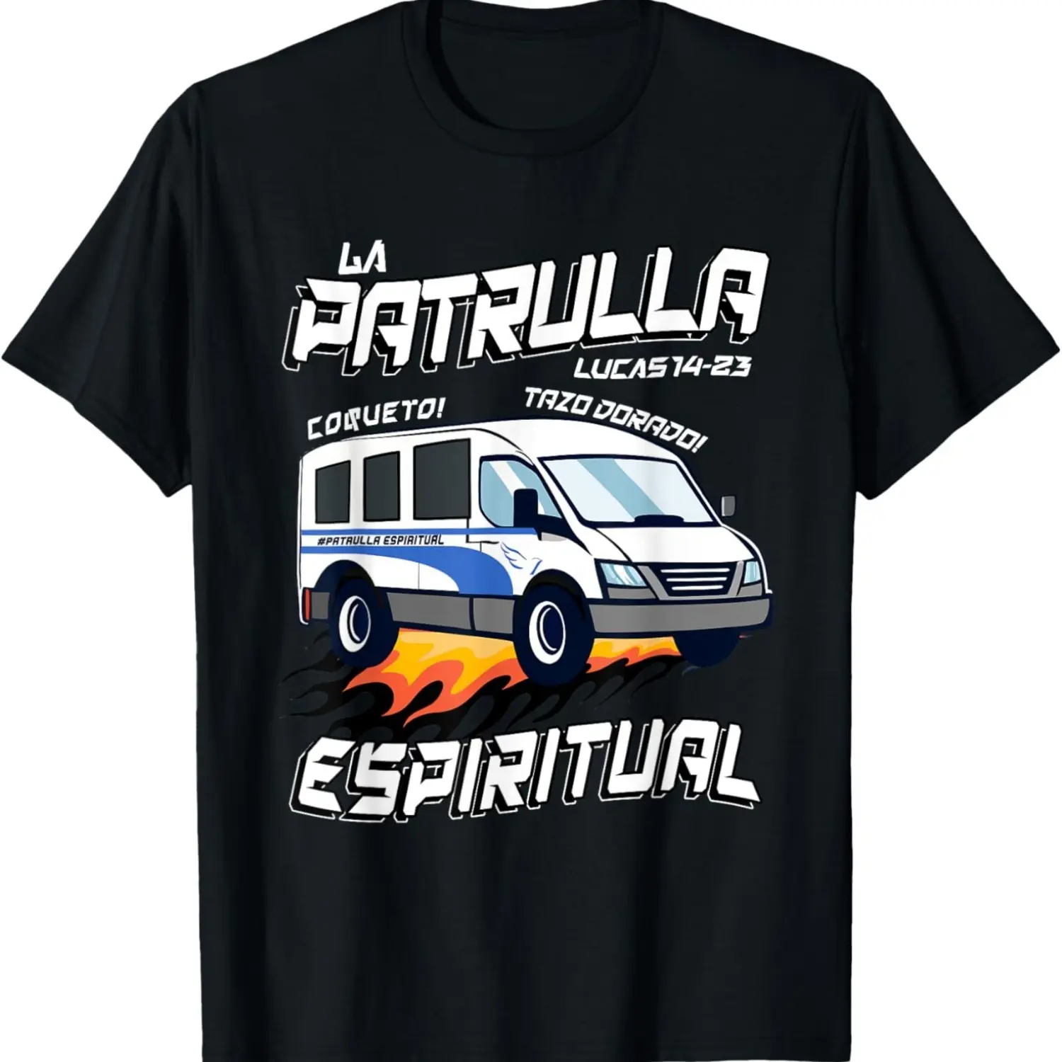 Women's Regular Printed Round Neck (Crew Neck) Short Sleeve Lightweight Breathable Pull-On T-Shirt - La Patrulla Espiritual Funny Tazo Dorado Mexican Casual Everyday Essential Top