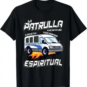 La patrulla espiritual Funny Tazo Dorado Mexican Spanish T-Shirt Crewneck Menswear Black Top