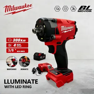 Milwaukee M18 3/8 Impact Wrench Kit with 6.0Ah Battery & Charger - 18V Cordless Brushless Wrench for Car Maintenance, Home & Workshop Use