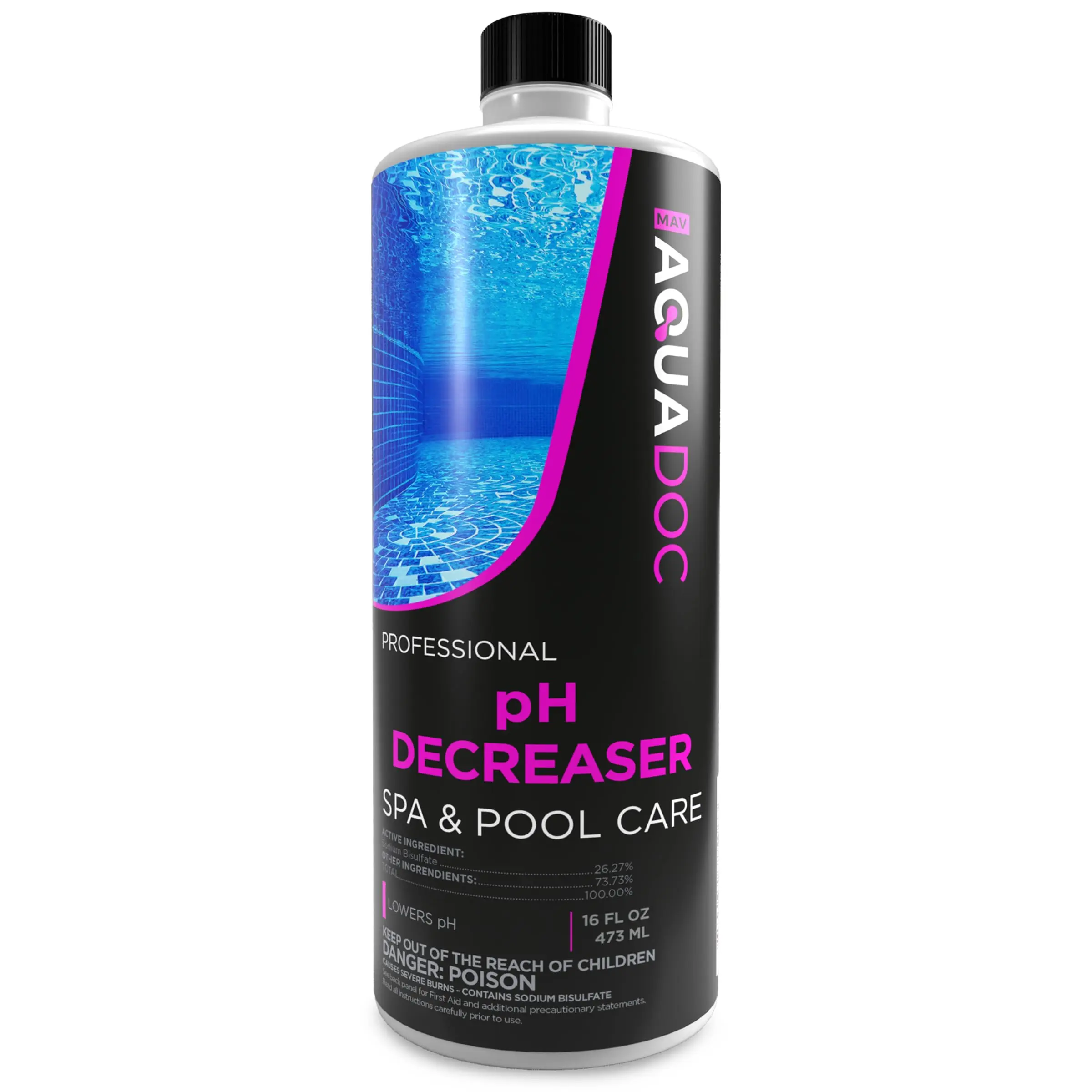AquaDoc pH Decreaser for Hot Tub Spa - Spa Chemicals for pH Reduction - 16oz