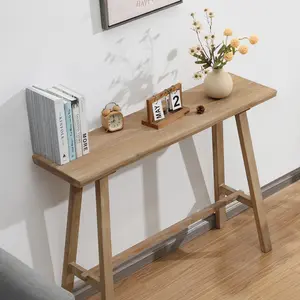 PieDle Furniture 43" Rustic Solid Wood Farmhouse Console Table, Narrow Long Sofa Table for Hallway & Living Room, Easy to Assemble, Natural
