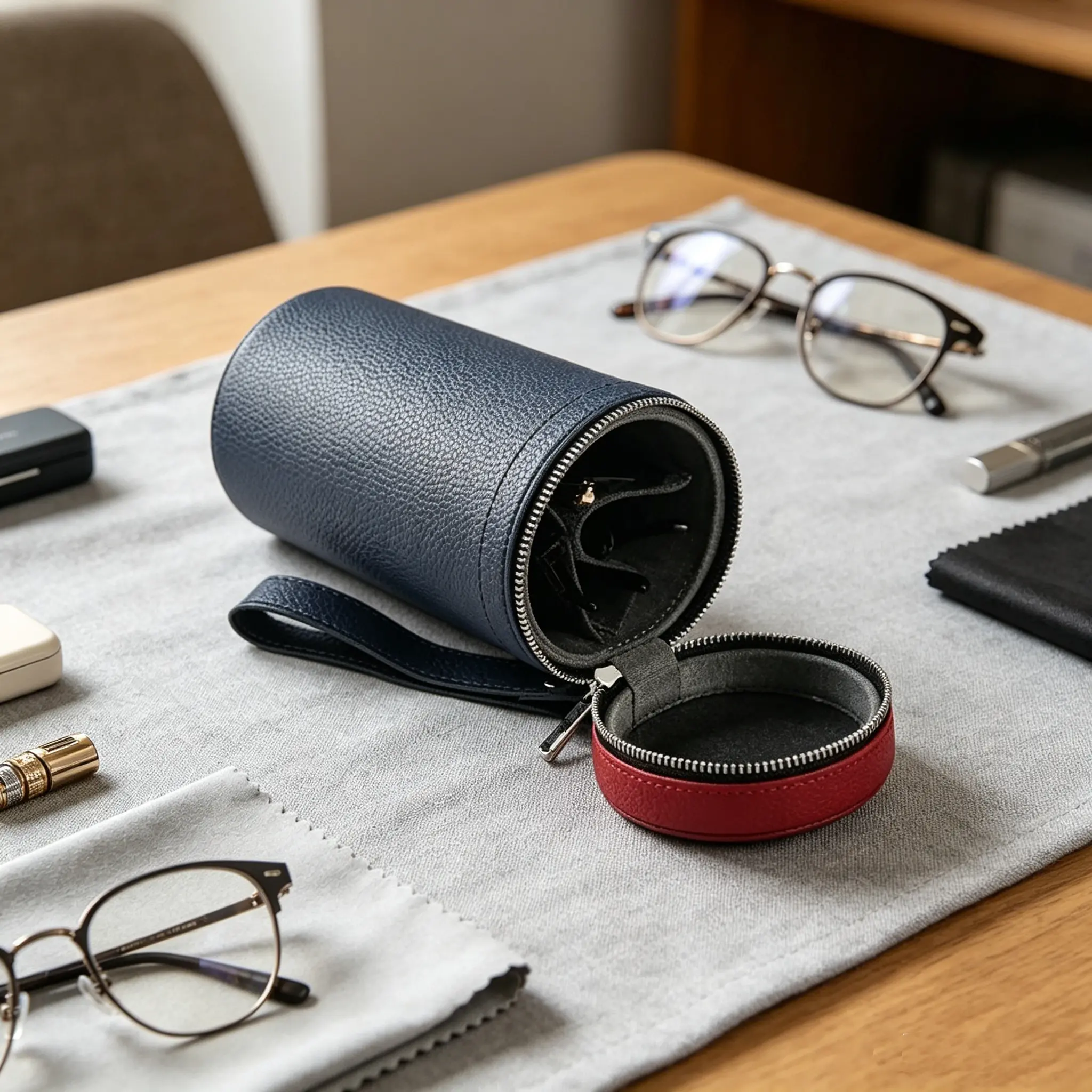 3-Slot Leather Eyeglass Case - Stylish Sunglasses Storage Box for Men and Women - Durable Glasses Holder Organizer