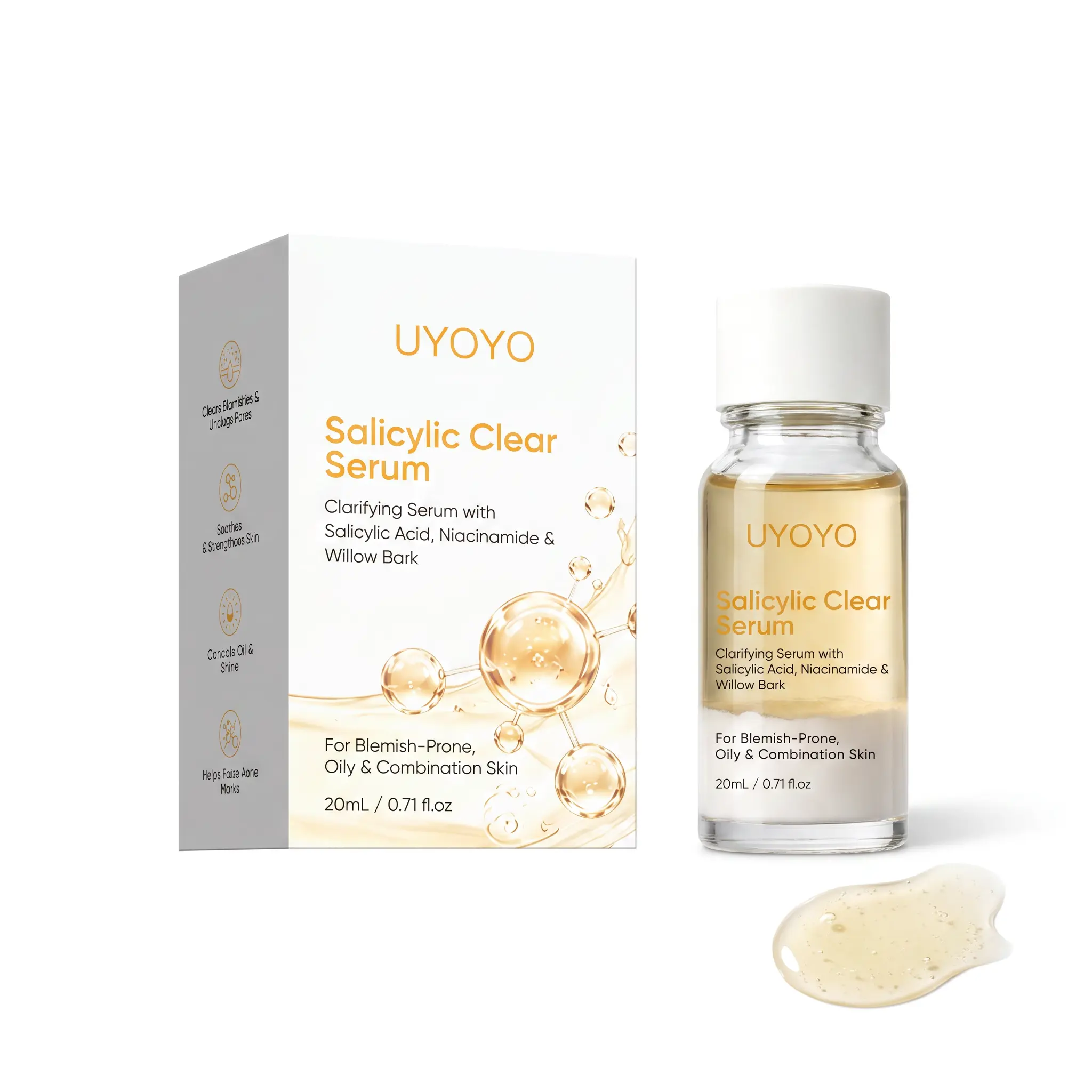 UYOYO Salicylic Clear Serum 2-Pack (2 x 0.71oz) |Fighting BHA Serum with Niacinamide & Willow Bark | Pore Minimizing & Oil Control Duo for Oily, Breakout-Prone Skin | Ultimate K-Beauty Value Set