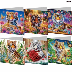 6PCS DIY Diamond Painting Greeting Card Set Rhinestone Diamond Art Mosaic Postcards for Xmas Birthdays Thanksgiving & Special Occasion