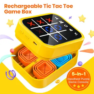 Rechargeable Tic Tac Toe Game Set, Portable Travel Brain Teaser, Fun Memory Games for Kids Aged 3+, Perfect Gift for Holidays