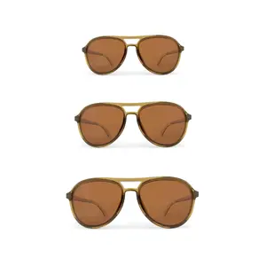 Guava Aviator Maple Sunglasses in Small, Medium & Large Sizes - Lightweight No-Slip, No Pinch Frame - Dark Grey Polarized Lenses,