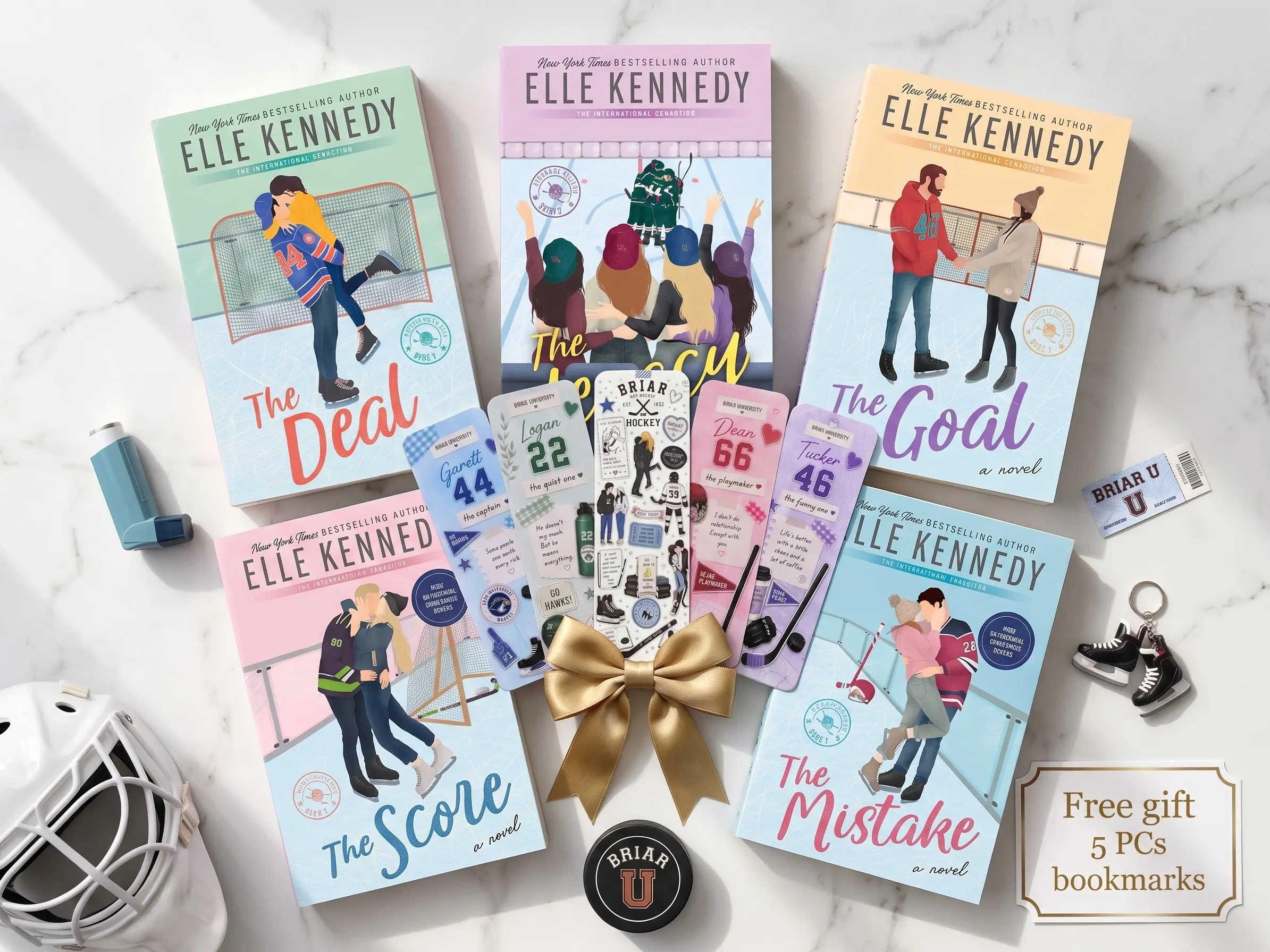 (Combo 5) Elle Kennedy's Off Campus Series Complete 5-Book Bundle | The Deal, The Mistake, The Score, The Goal & The Legacy | Includes 5 Bonus Bookmarks | English Book Set