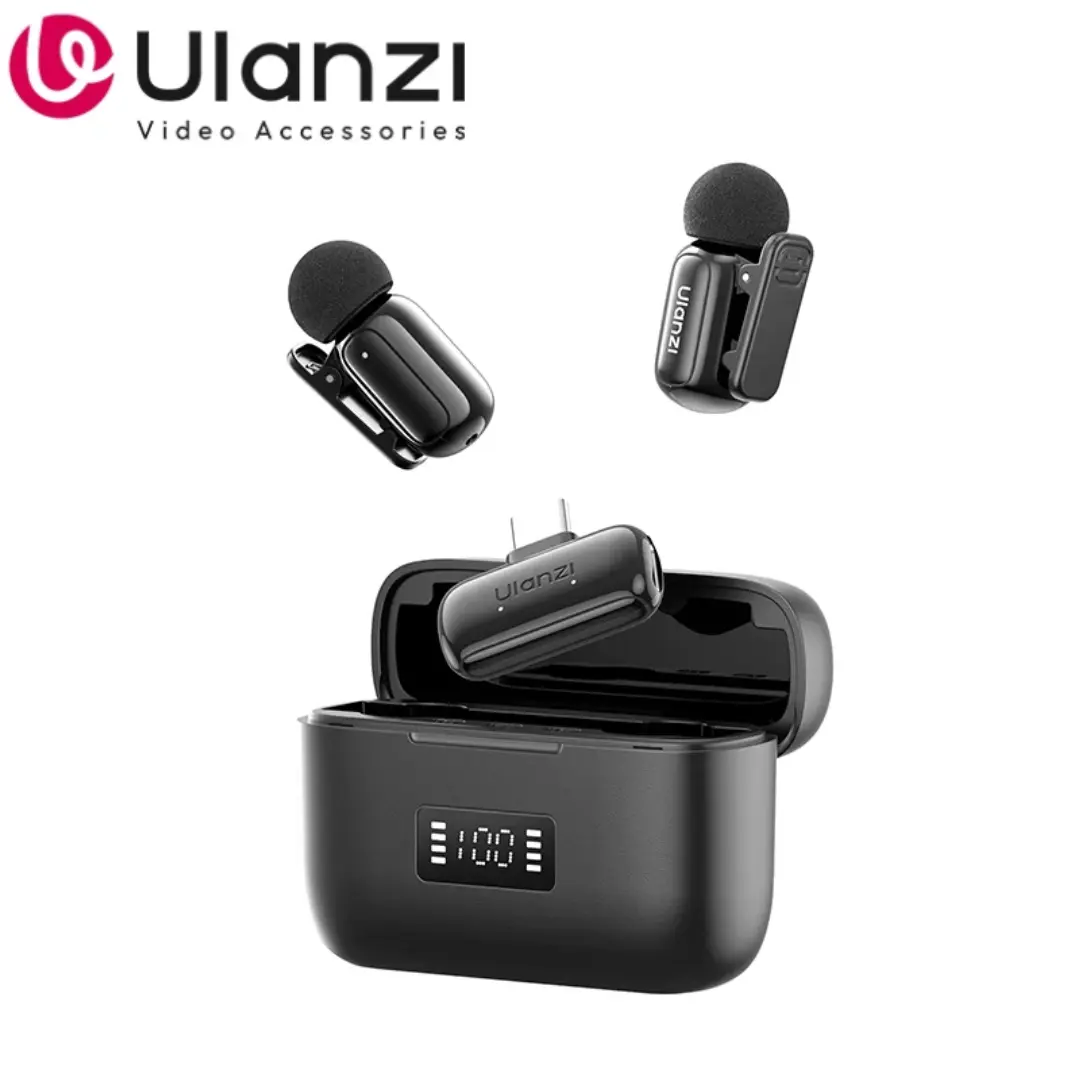 ULANZI A200 Mini Mic Wireless Lavalier Lapel Microphone for iPhone 17/16/15 Type-C 48kHz/24-bit Plug & Play Smart Noise Cancelling Digital Display 30H Battery for Video Recording