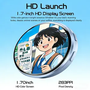 Digital Pixel Pin Badge with 1.7" IPS Touch Screen | Display Photos, GIFs & Videos | 600mAh Long Battery | Portable Multi-functional Two-dimensional Anime & Gaming Merchandise & Collectibles Gifts for Men Women