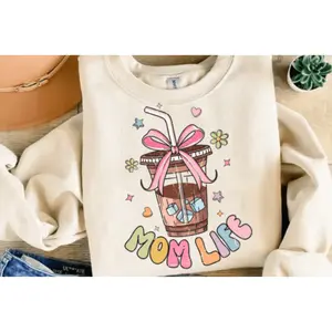 RTS MOM LIFE ICED COFFEE CUP BOW DTF DIRECT TO FILM transfers size ADULT 10X12  20-O