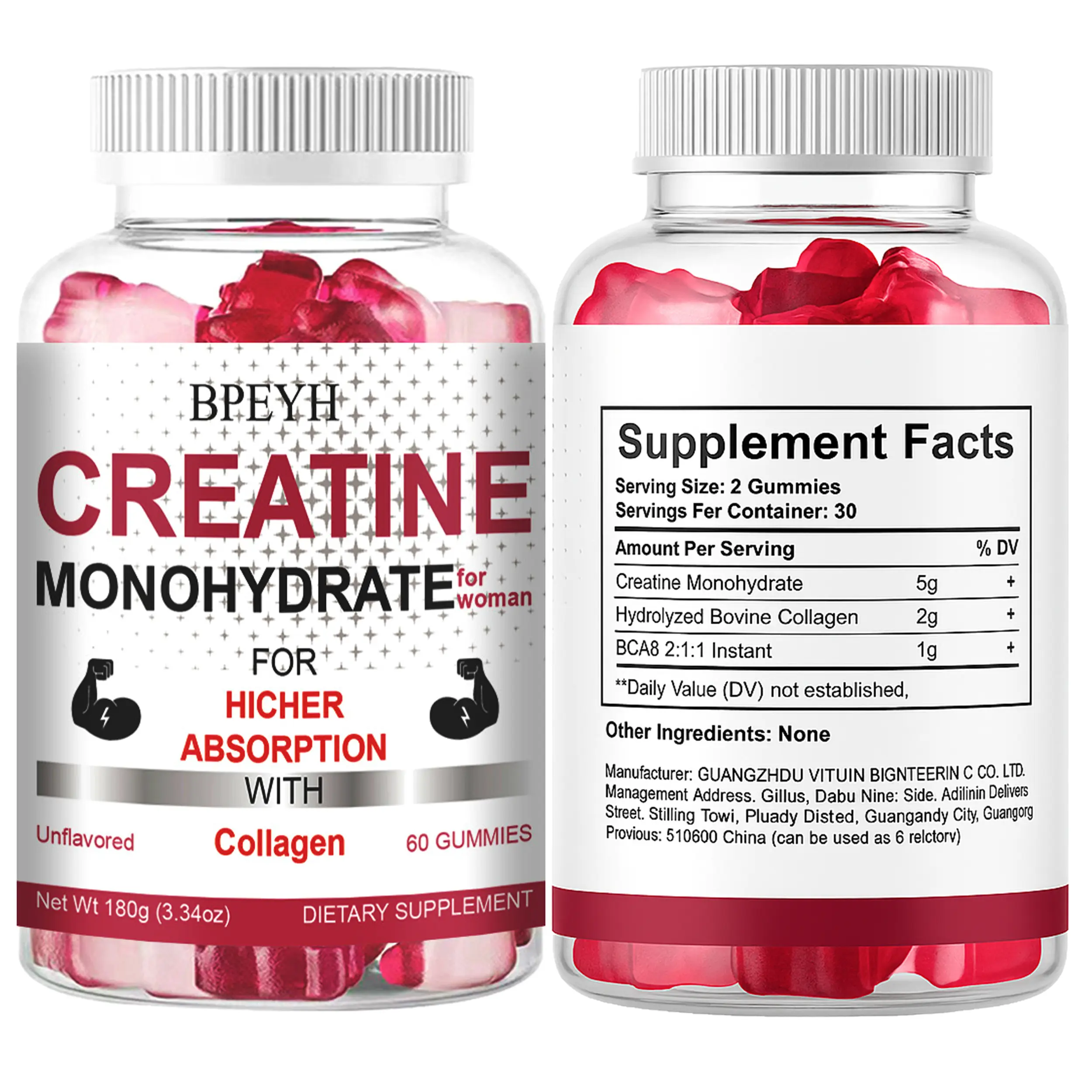 Creatine & Collagen-Creatine Monohydrate for Women with Collagenand BCAA's -Fitness Gummies 60 Count tiktok shop