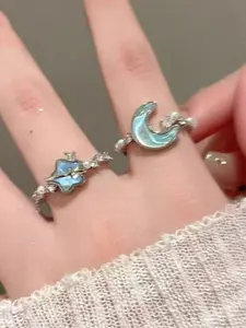 Women's Fashion Cute Star Moon Ring, Statement Ring, Perfect Gift for Best Friends, Long-Lasting Friendship Jewelry, Unique Present Idea