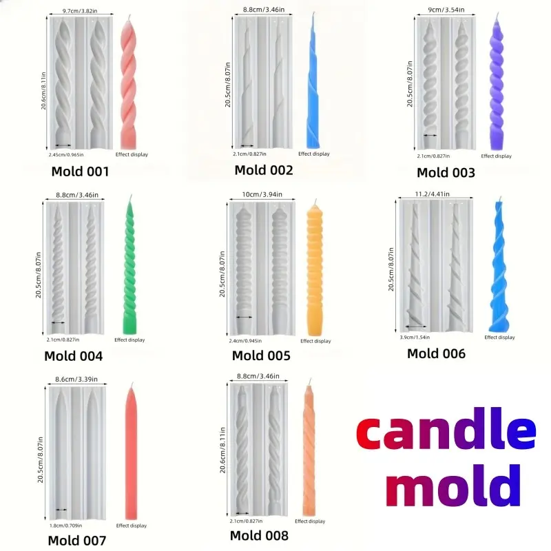 Multiple Shapes and Sizes DIY Spiral Candle Molds, Spiral Shape Candle Molds for DIY Candle Making, Home Decor and Candle Making, Crafts, Candle Making Supplies