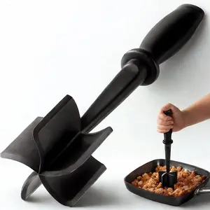 Meat Chopper, Ground Beef Chopper Tool, Potato Masher for Kitchen, Black