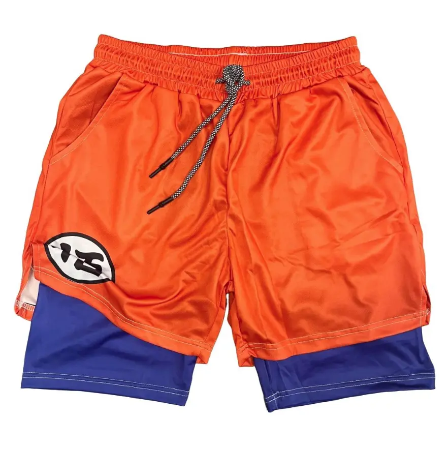 Anime Digital Printing Shorts Double-Layer Beach Pants Fitness Training Pant Sports Shorts Athletic Summer Shorts