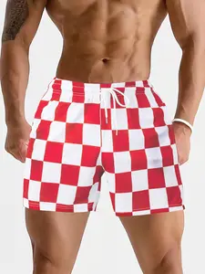 2026 New Cross-Border Men's Colorful Plaid Checked Shorts, Breathable Beachwear Beach Sports Casual Loose Fit, Summer Fashion Short Pants