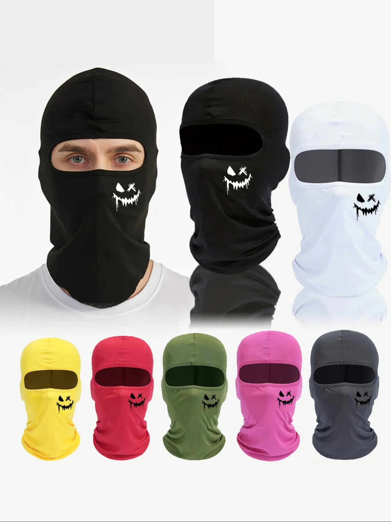 Unisex Smiley Face Print Mask for Men & Women, Polyester Material, Casual Outdoor Use, Athletic Face Masks, Fun Design, All Seasons Wear, Face Covering, Outdoor Sports Mask